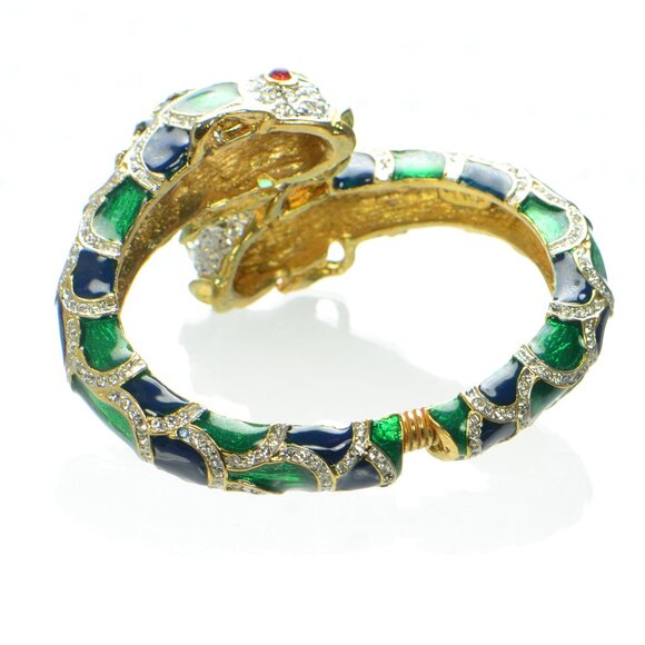 Vintage Kenneth Jay Lane Enamel & Crystal Snake Bracelet - Picture 5 of 9